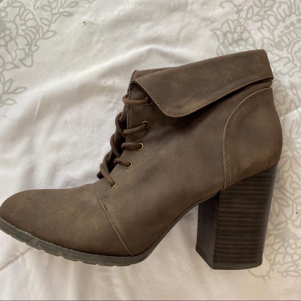 Brown lace up booties